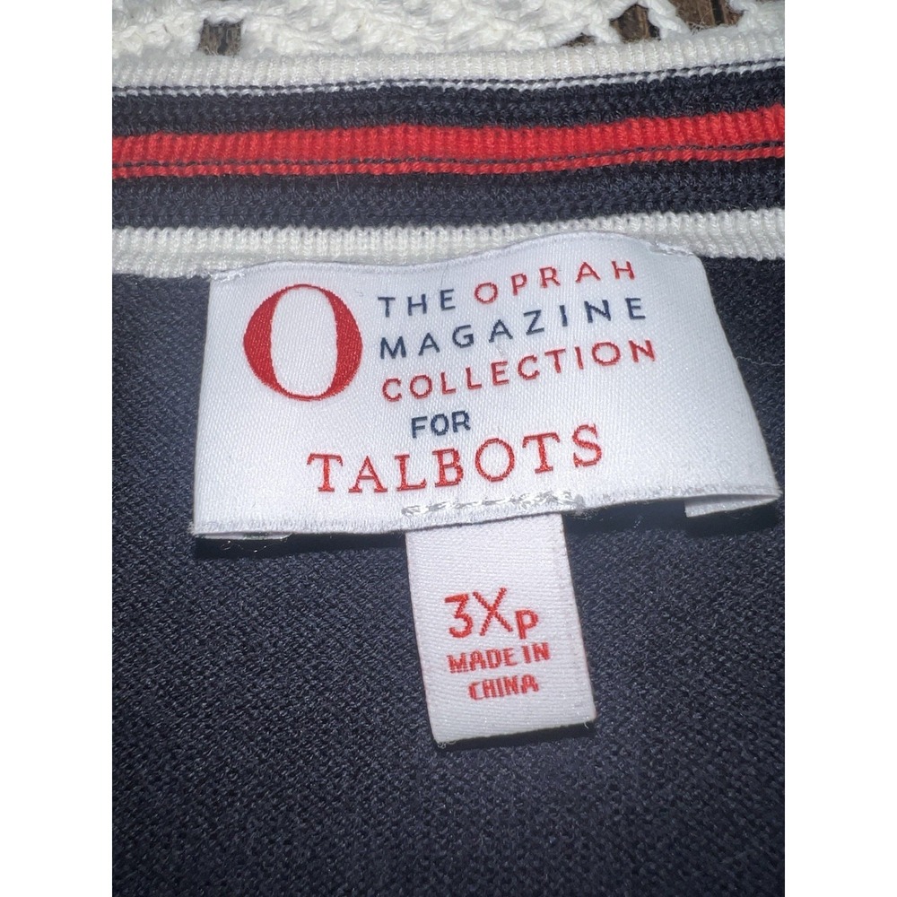 Ladybug Oprah Magazine Size 3X P Collection Talbots Navy Red Women Top Blouse - Picture 5 of 7